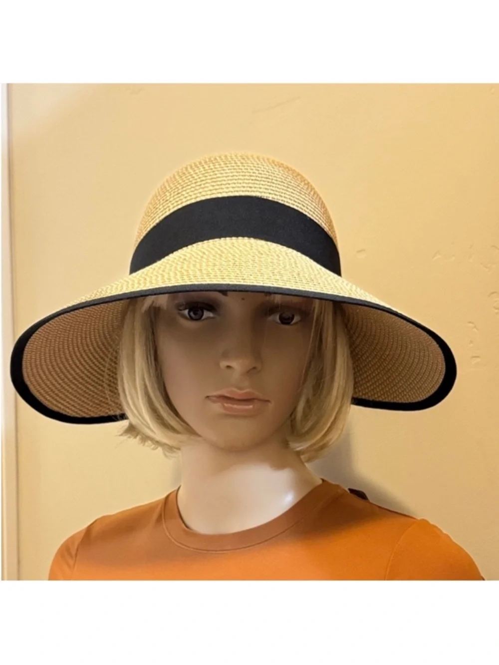 Tory Burch✨ Tan and black Sun Hat one size UPF 50+ - Picture 13 of 15